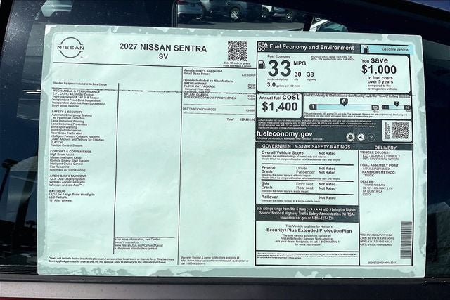 2027 Nissan Sentra SV
