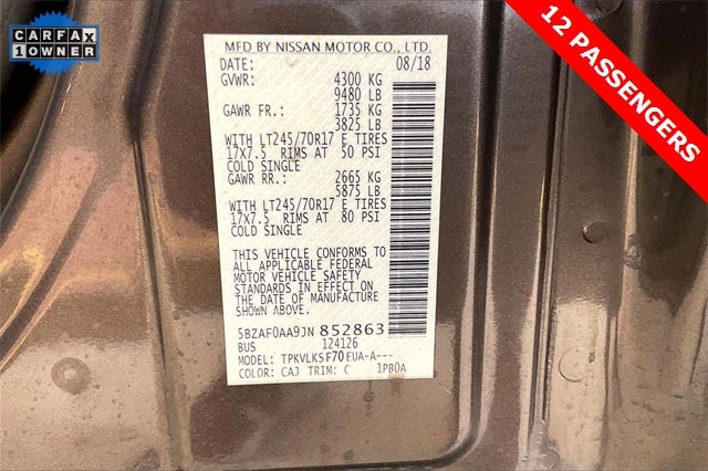 2018 Nissan NV Passenger SL